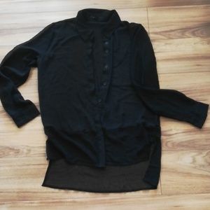Black chiffon button down